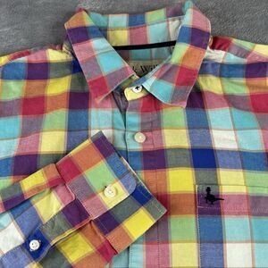 Jack Wills Shirt Mens Medium Multicolor Plaid England Long Sleeve Button Up Logo